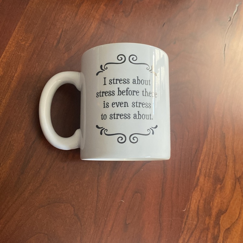 12 oz.  Ceramic mug.